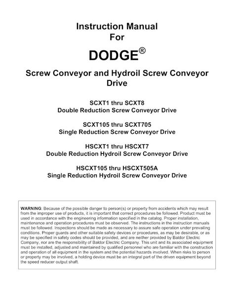 hydroil screw conveyor drive|DODGE SCXT 305E INSTRUCTION MANUAL Pdf Download.